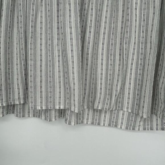 Savanna Jane Boho Top White Black Stripe Floral Embroidered Tie Neck Size 1X - Picture 7 of 9